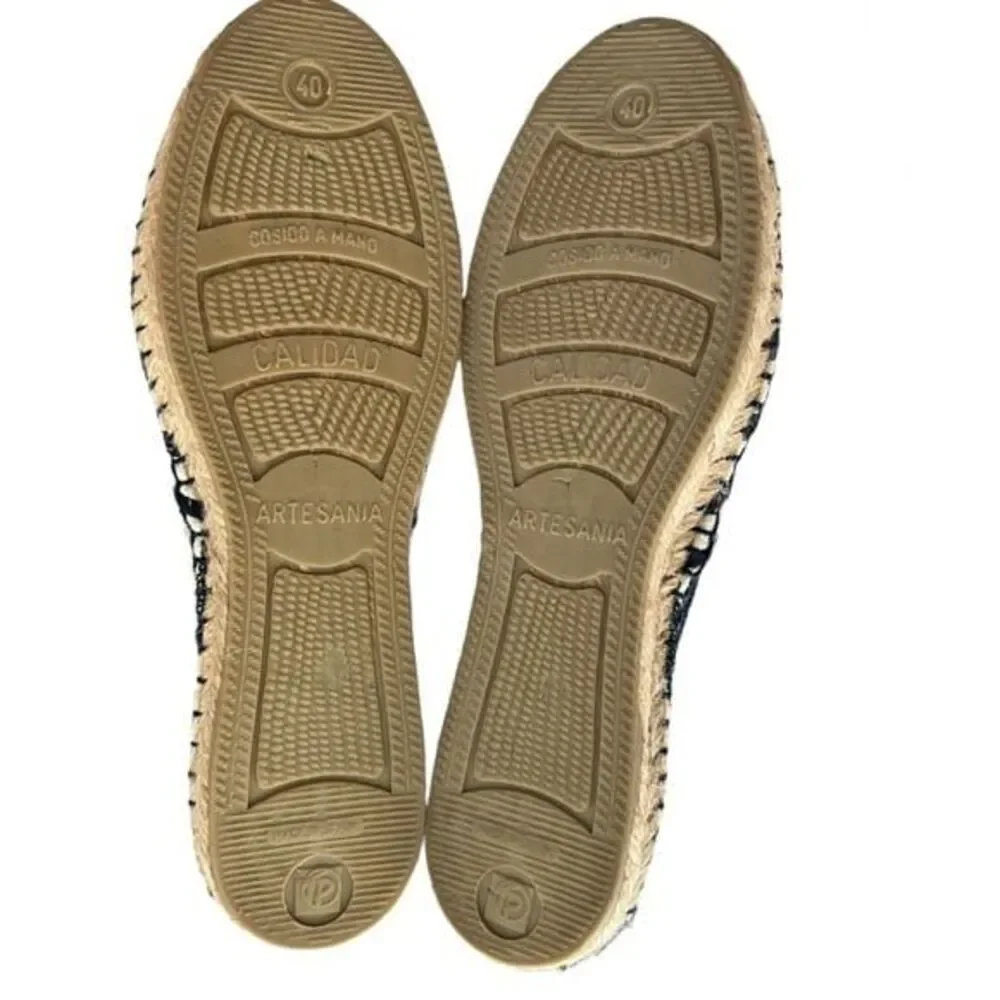 Toni Pons Blue Striped Canvas Classic Jute Flat Espadrille Unisex Size 9 New!